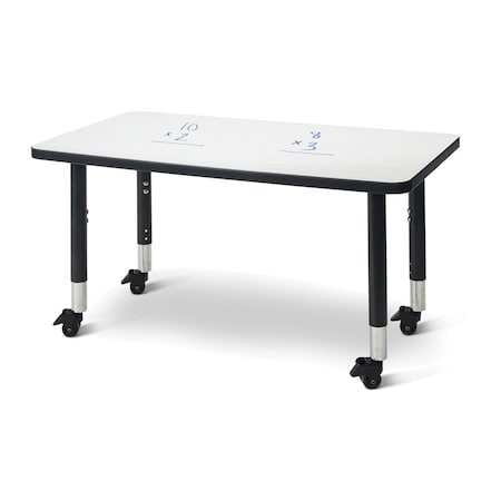 Jonti-Craft Berries Rectangle Dry Erase Table, 24 in. x 36 in., Mobile, Write-n-Wipe/Black/Black 6478JCM420